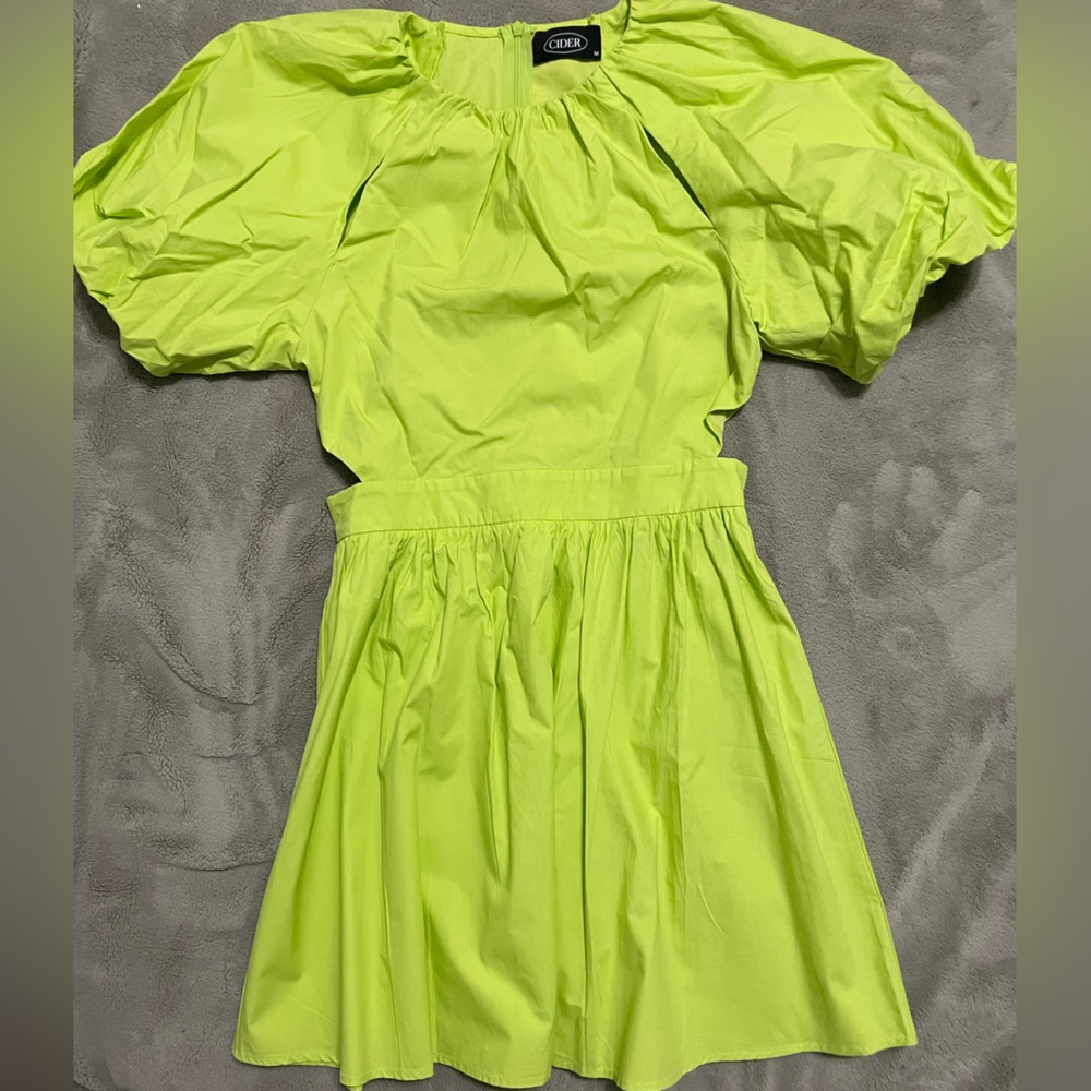 Lime Green Cider Cut-out Skater Dress